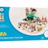 BigJigs BJT018 Houten Trein 124-delige Treinset Transport