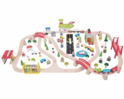 BigJigs BJT018 Houten Trein 124-delige Treinset Transport -Bruder Winkel BJT018 bigjigs houten trein houten treinbaan transportset.png 1