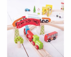 BigJigs BJT018 Houten Trein 124-delige Treinset Transport -Bruder Winkel BJT018 bigjigs houten trein houten treinbaan transportset.png 3