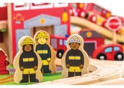 BigJigs BJT049 Treintafel Brandweer Spoortafel Houten Trein -Bruder Winkel bigjigs bt049 brandwweer trein set en tafel 1