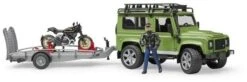 Bruder 2598 Landrover Defender+aanhanger+motorfiets Ducati -Bruder Winkel bruder 02598 landrover defender met aanhanger en motor ducati scrambler 2