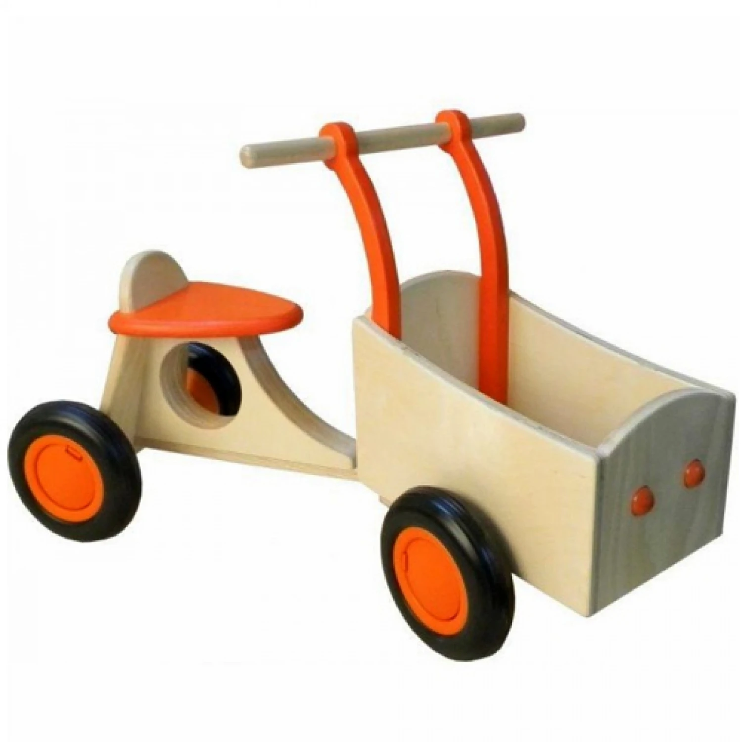 Houten Bakfiets Oranje Loopfiets VanDijkToys 2 Houten Bakfiets Oranje Loopfiets VanDijkToys - Afbeelding 2