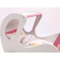 Houten Poppenwagen De Luxe White Incl. Dekbed / Slaapzak -Bruder Winkel houten poppenwagen met kap pallas wit rose 2