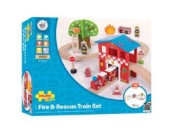 BigJigs BJT037 Fire&Rescue Train Set -Bruder Winkel houten treinset bigjigs bjt037 fire rescue train set 39dlg 1