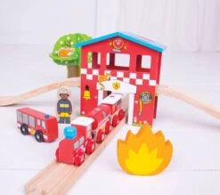 BigJigs BJT037 Fire&Rescue Train Set -Bruder Winkel houten treinset bigjigs bjt037 fire rescue train set 39dlg