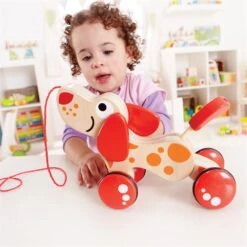 Trekfiguur – Hape – Pepe Pull Along -Bruder Winkel houten trekfiguur hape walk a long puppy 3