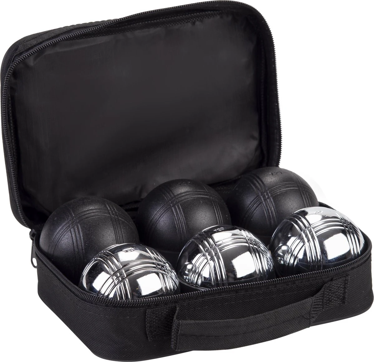 Jeu De Boules Set 6 Ballen In Tas Chroom / Zwart 2 Jeu De Boules Set 6 Ballen In Tas Chroom / Zwart - Afbeelding 2