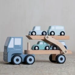 Little Dutch LD4453 Houten Autotransporter Blauw -Bruder Winkel little dutch 4453 autotransporter 2