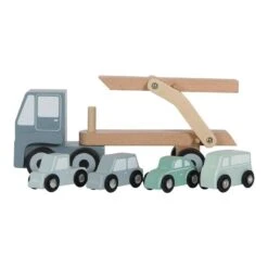 Little Dutch LD4453 Houten Autotransporter Blauw -Bruder Winkel little dutch 4453 houten autotransporter 1 1