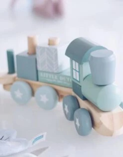 Little Dutch LD7036 Houten Blokkentrein Blauw -Bruder Winkel little dutch houten blokkentrein blauw 1 1