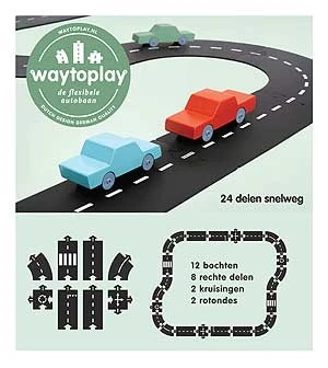 WayToPlay Highway Snelweg Rubber Flexibele Autobaan 24-dlg 1 WayToPlay Highway Snelweg Rubber Flexibele Autobaan 24-dlg