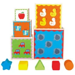 Houten Stapelkubus Pyramid Of Play -Bruder Winkel stapelkubussen pyramid of play hape e0413 3