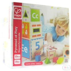 Houten Stapelkubus Pyramid Of Play -Bruder Winkel stapelkubussen pyramid of play hape e0413 5