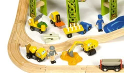 BigJigs BJT019 Houten Trein 114-delige Treinset Bouwterrein -Bruder Winkel treinset bouwterrein bigjigs bjt019 3 1