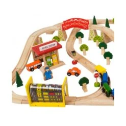 BigJigs BJT018 Houten Trein 124-delige Treinset Transport -Bruder Winkel treinset transport bigjigs bjt018 2