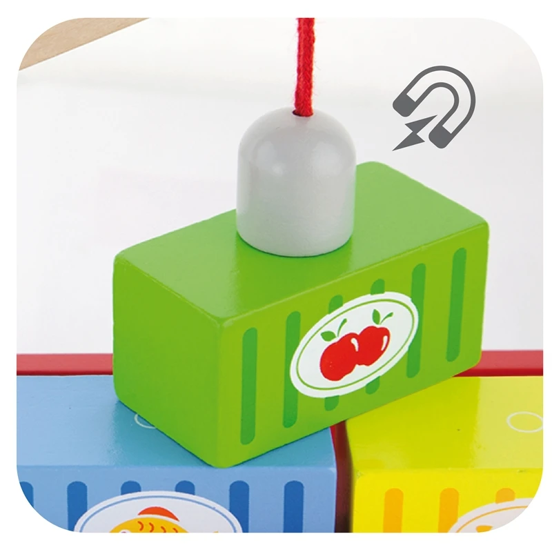 Houten Truck Met Kraan En Aanhanger Vigatoys 4 Houten Truck Met Kraan En Aanhanger Vigatoys - Afbeelding 4